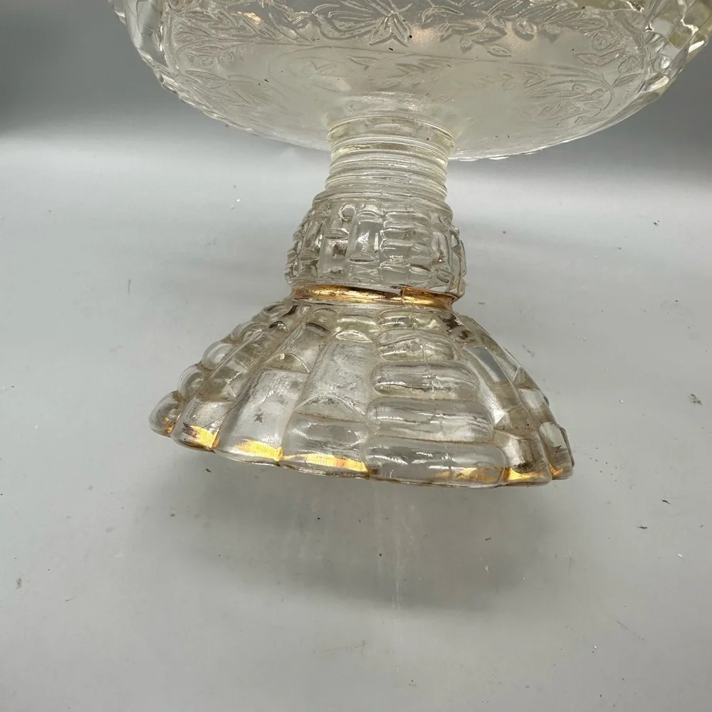 Louise clear Jeanette Glass Pedestal Bowl with Gold Trim